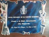 Trofeo conseguido en el Concurso Nacional de Corales 2015 en San Vicente de la Barquera